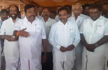 திமுக மாநட்டு பந்தல்: கே.என்.நேரு, ஆ.இராசா பார்வையிட்டனர்.