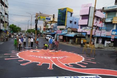 பெரம்பலூர் நகராட்சி சார்பில் கொரோனோ விழிப்புணர்வு படம்