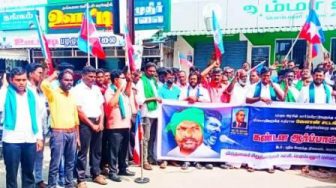 விவசாயிகளுக்கு எதிரான 3 வேளாண் சட்டத்தை திரும்ப பெறக் கோரி, அரசுகளை கண்டித்து பெரம்பலூரில் விசிக கண்டன ஆர்ப்பாட்டம்