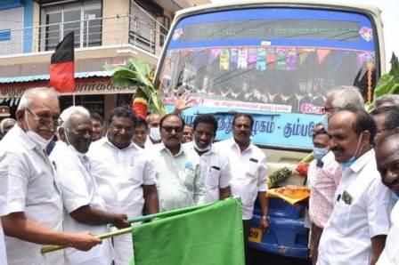 கொளக்காநத்தம் வழியாக, தஞ்சாவூரிலிருந்து, சேலத்திற்கு புதிய வழித்தடத்தில் பேருந்து, அமைச்சர் சிவசங்கர் தொடங்கி வைத்தார்