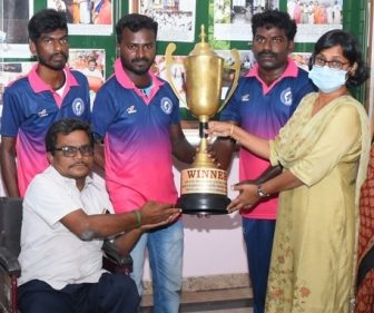 வெற்றி பெற்ற மாற்றுத் திறனாளி கபடி அணியினருக்கு பெரம்பலூர் கலெக்டர் வாழ்த்து !