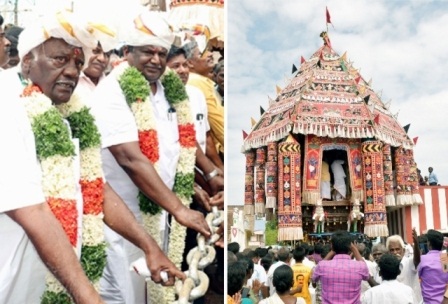 பெரம்பலூர் பிலிமிசை கிராமத்தில் திருவிழா: அமைச்சர் சிவசங்கர் தேரை வடம் பிடித்து தொடங்கி வைத்தார்!