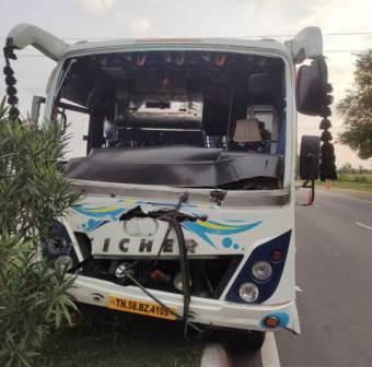 பெரம்பலூர்: முன்னால் சென்ற லாரி மீது பஸ் மோதல்; 8 பேர் காயம்!