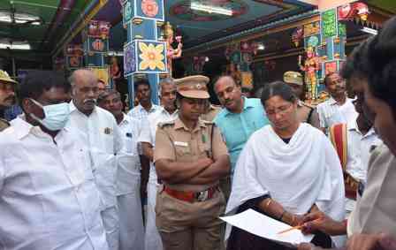 சிறுவாச்சூர் மதுரகாளியம்மன் திருக்கோயில் குடமுழுக்கு விழா முன்னேற்பாடு பணிகள்: கலெக்டர் ஆய்வு!